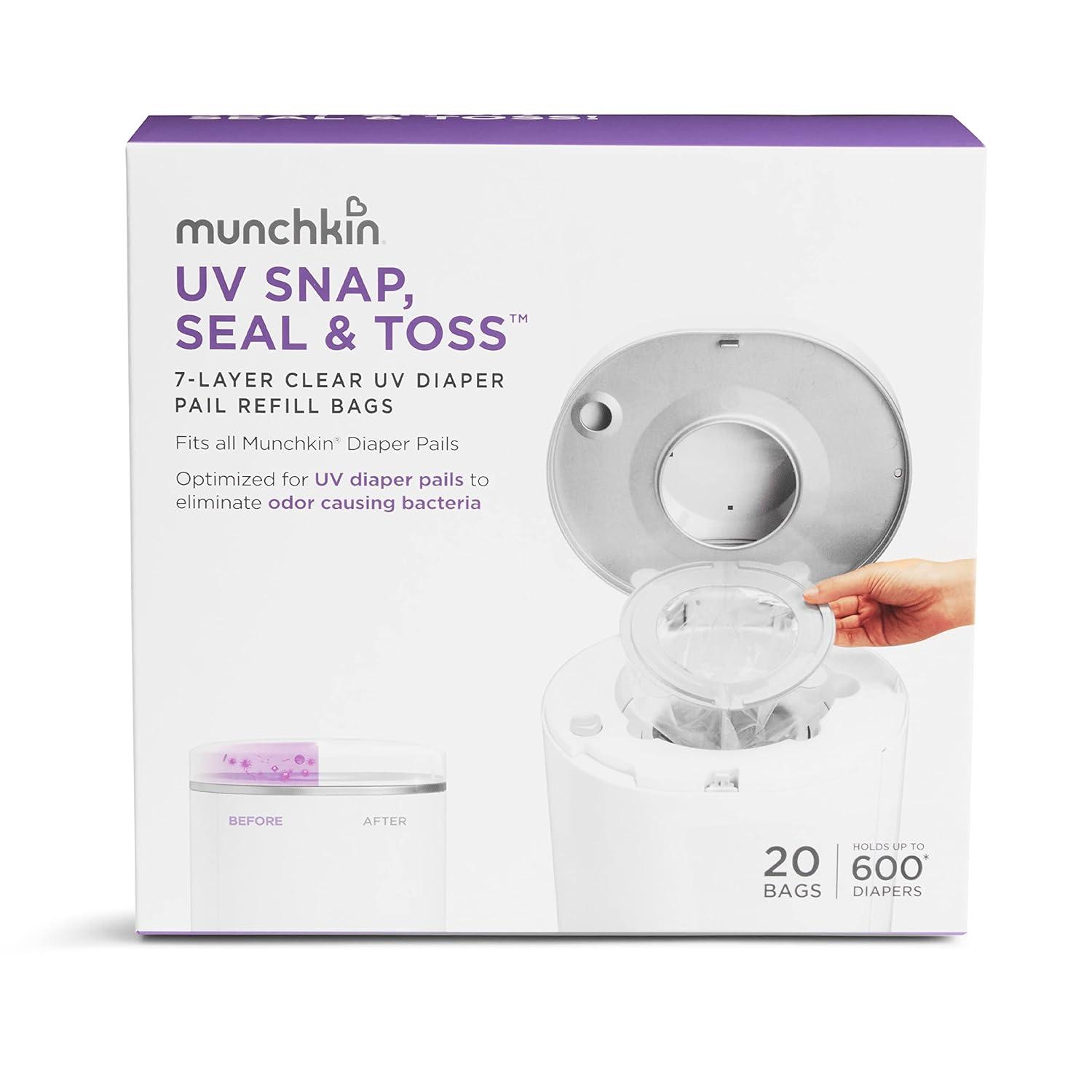imageMunchkin UV Diaper Pail Refill Bags 20 Count Holds 600 Diapers 272 Count Each