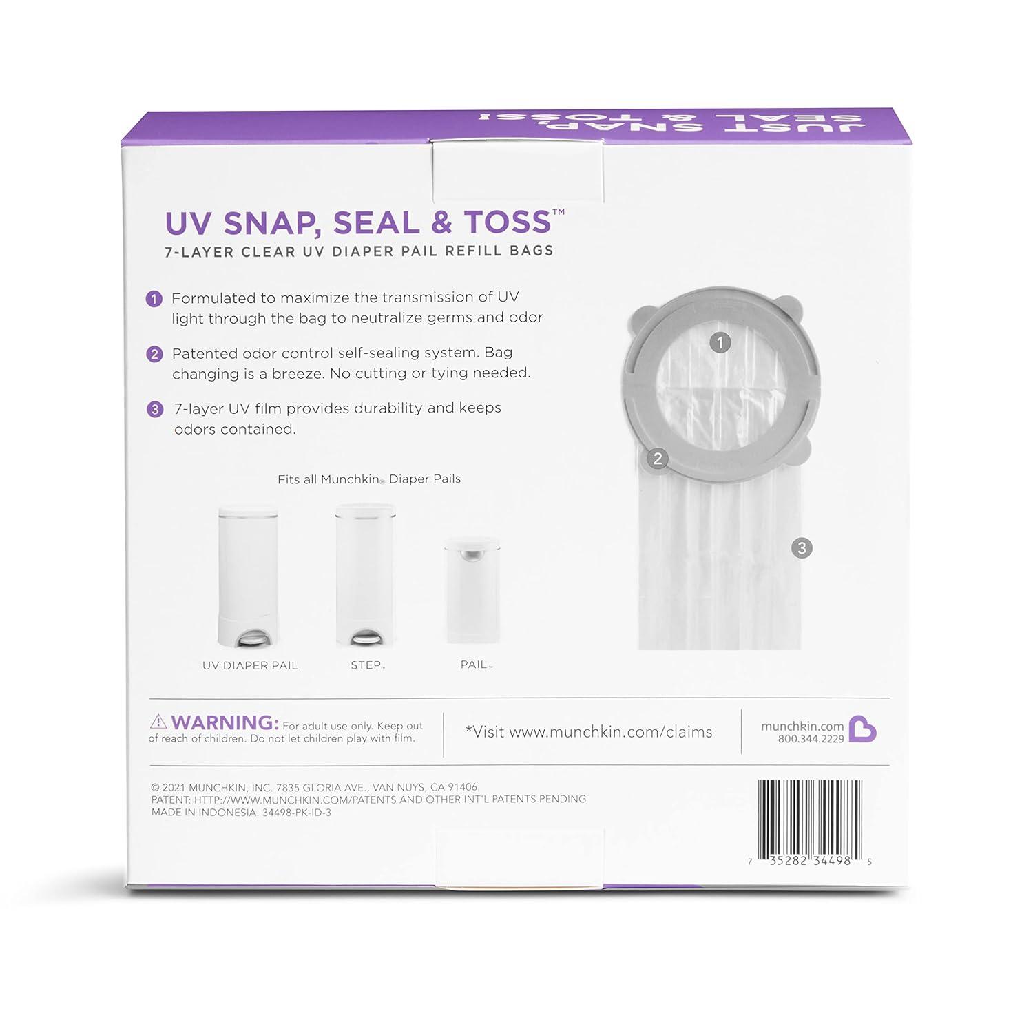 imageMunchkin UV Diaper Pail Refill Bags 20 Count Holds 600 Diapers 272 Count Each