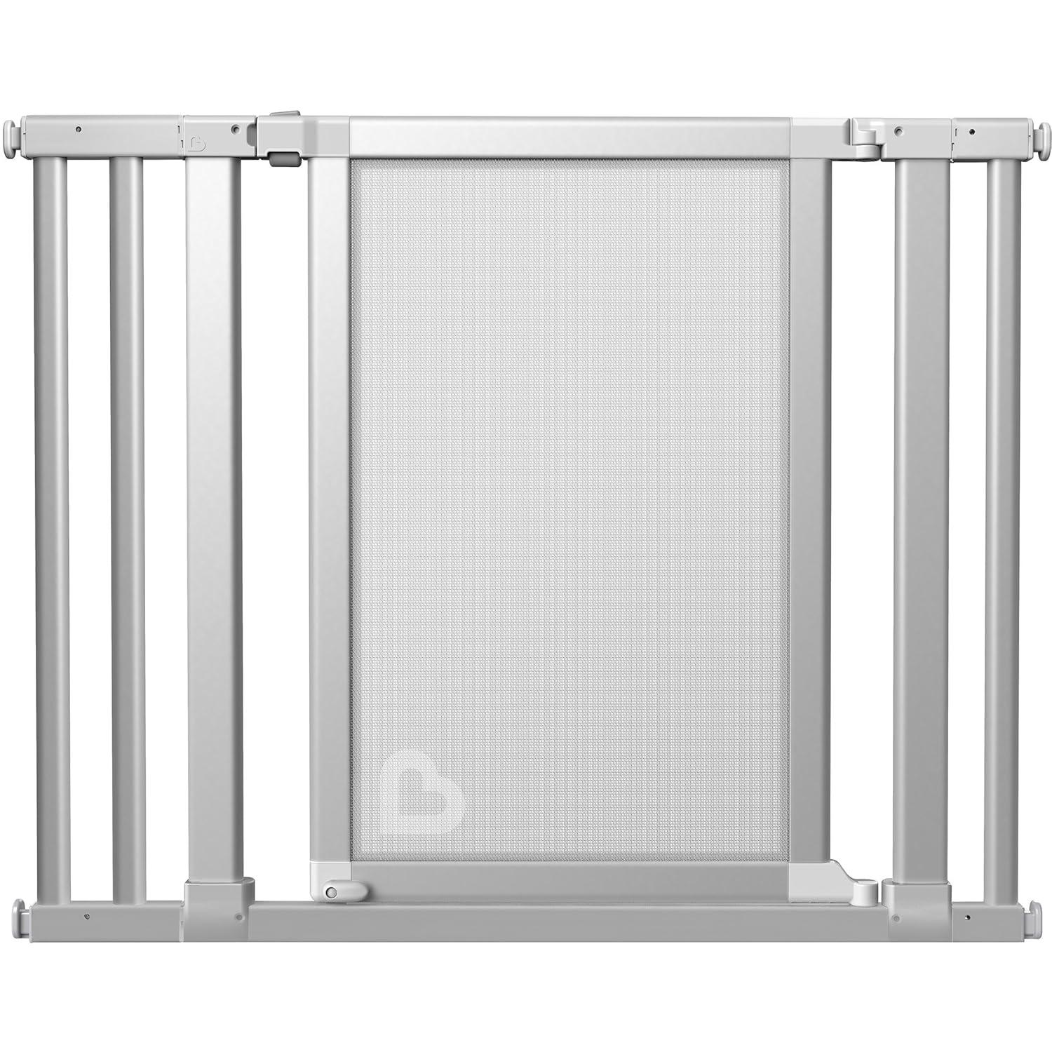 imageMunchkin Vibe Baby Gate Turn Key Mounted Safety Gate for Stairs Hallways and Doors Walk Through with Door Mesh and Steel Silver Ice  29x405 Inch Pack of 1