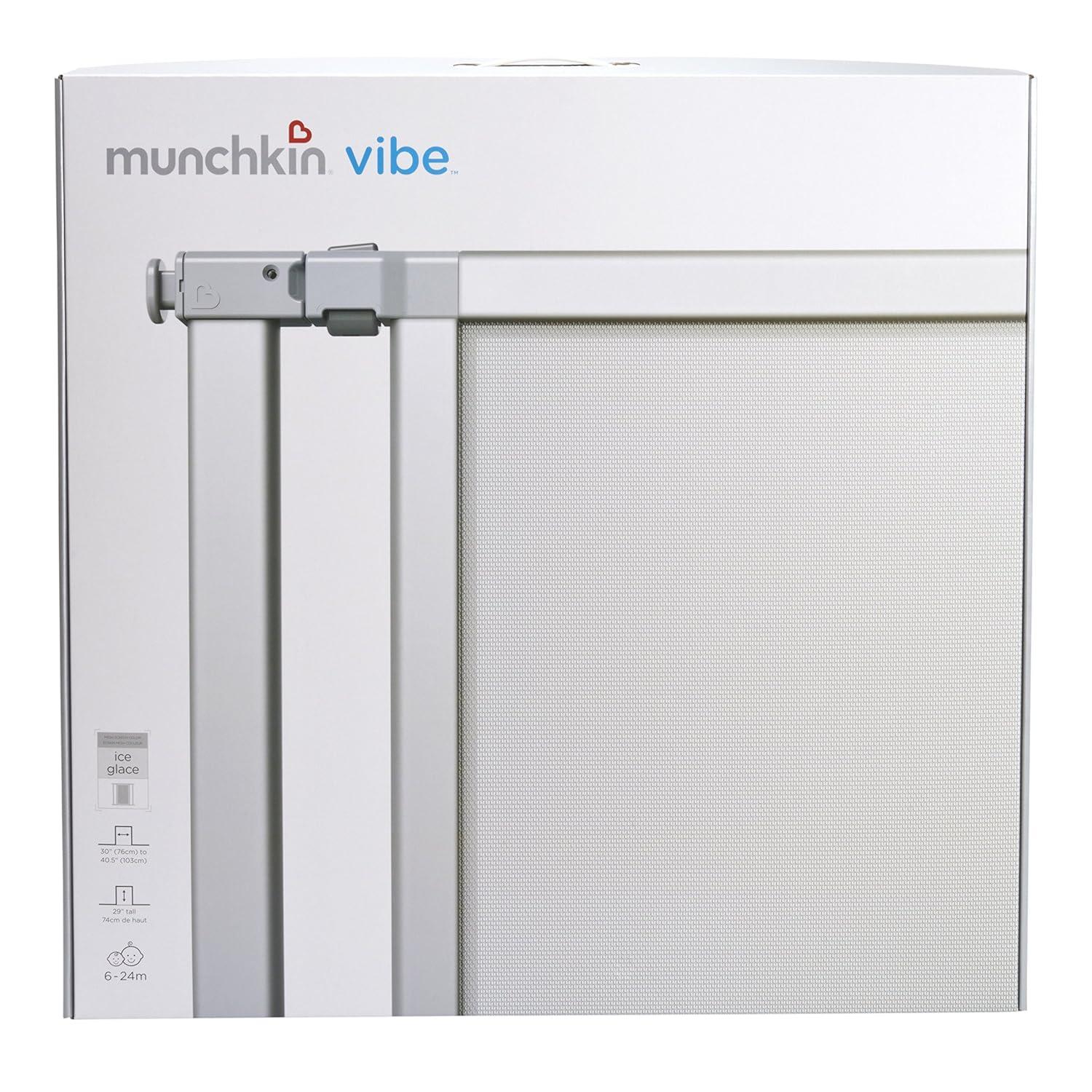 imageMunchkin Vibe Baby Gate Turn Key Mounted Safety Gate for Stairs Hallways and Doors Walk Through with Door Mesh and Steel Silver Ice  29x405 Inch Pack of 1