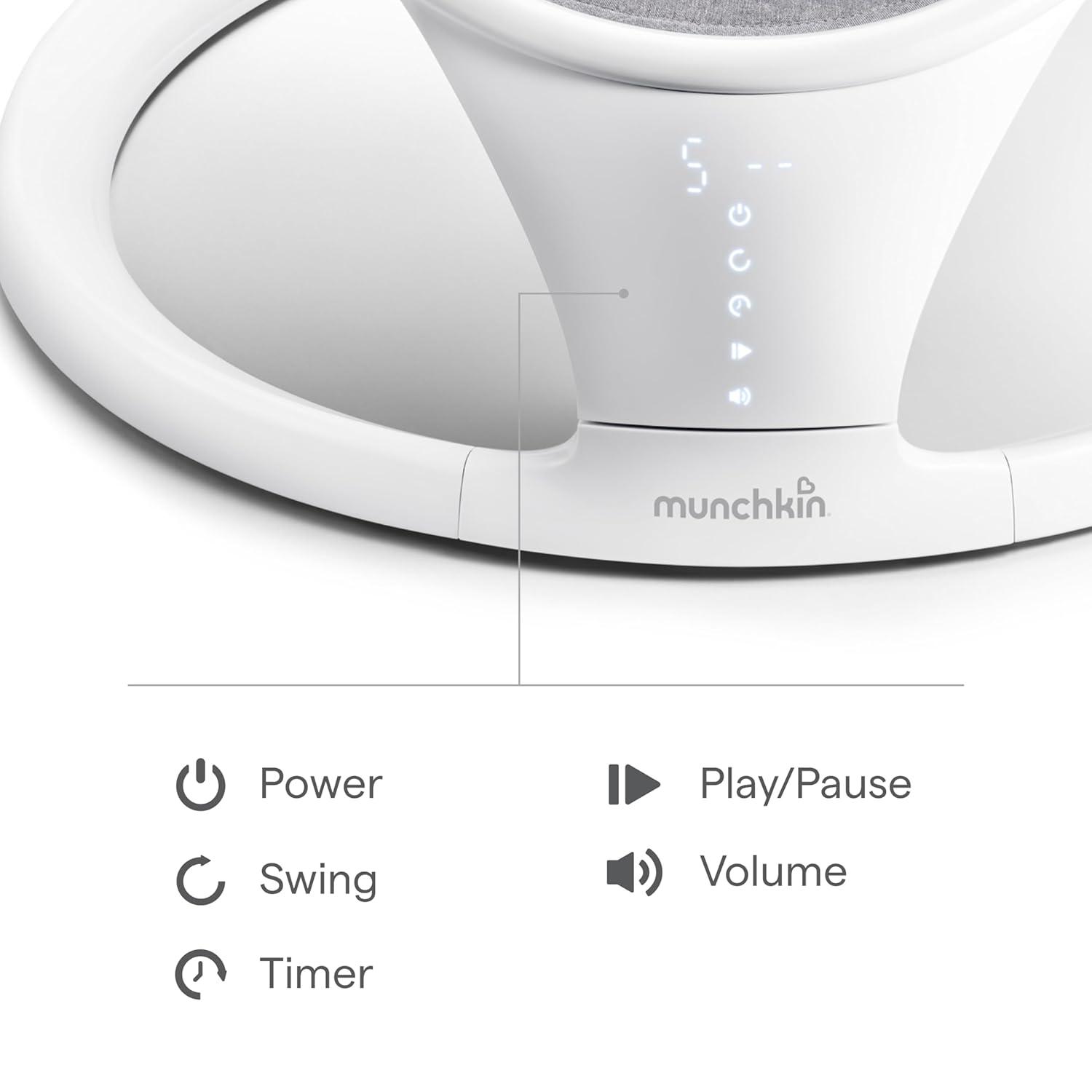 imageMunchkin Vibration Baby Swing Light Grey  BluetoothEnabled Smart Seat with Music Motion and SoundsSwing