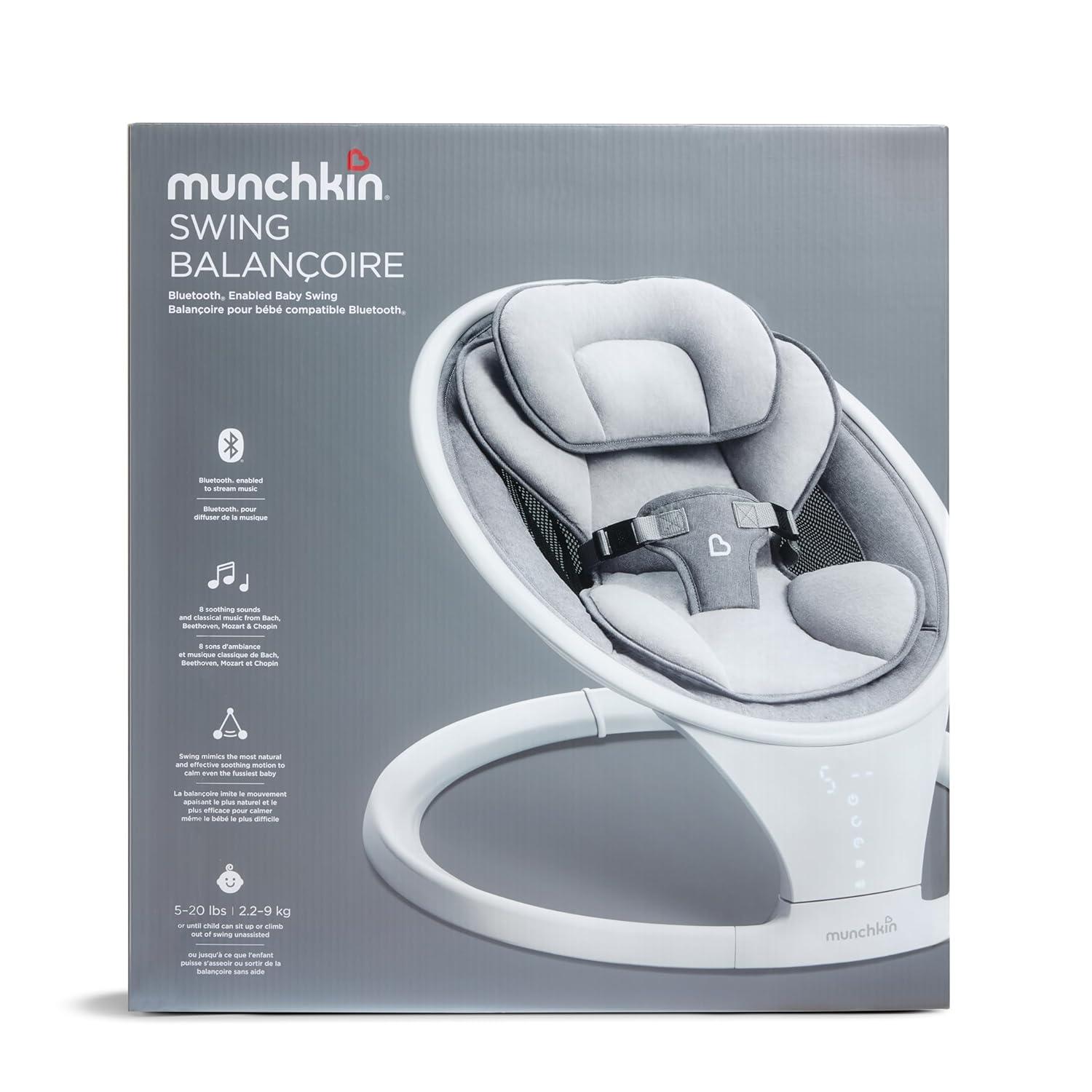 imageMunchkin Vibration Baby Swing Light Grey  BluetoothEnabled Smart Seat with Music Motion and SoundsSwing