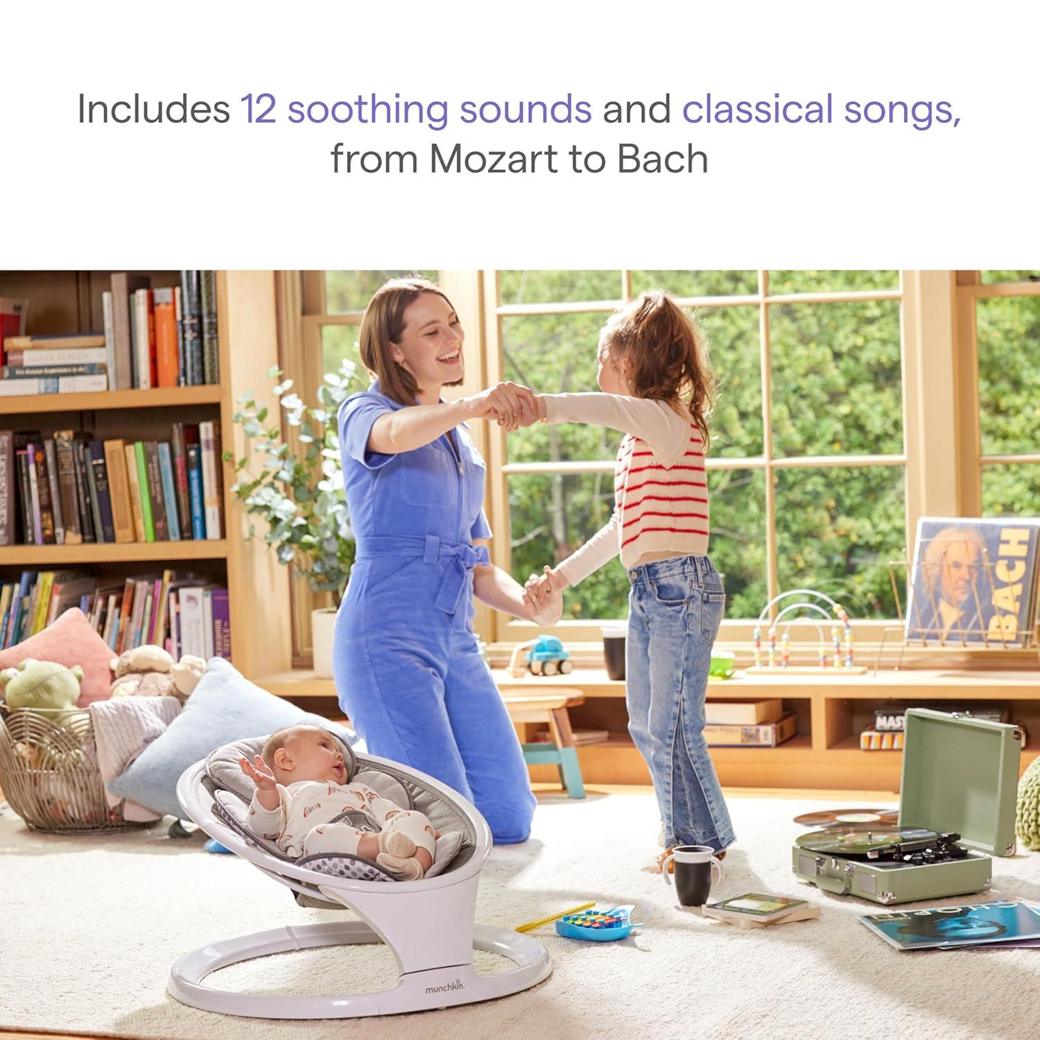 imageMunchkin Vibration Baby Swing Light Grey  BluetoothEnabled Smart Seat with Music Motion and SoundsSwing