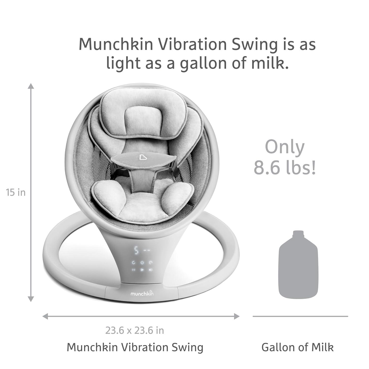 imageMunchkin Vibration Baby Swing Light Grey  BluetoothEnabled Smart Seat with Music Motion and SoundsSwing with Vibration