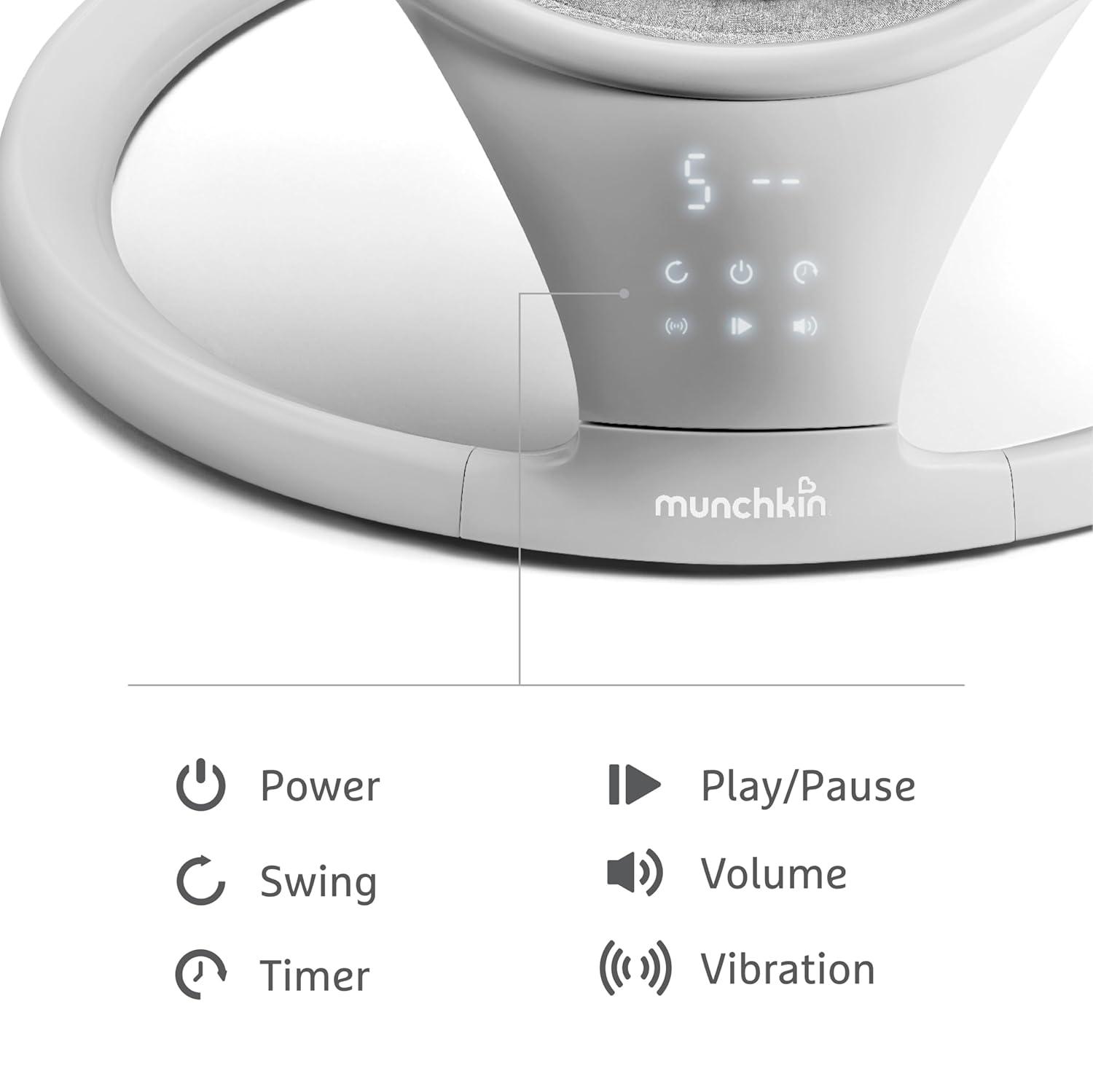 imageMunchkin Vibration Baby Swing Light Grey  BluetoothEnabled Smart Seat with Music Motion and SoundsSwing with Vibration