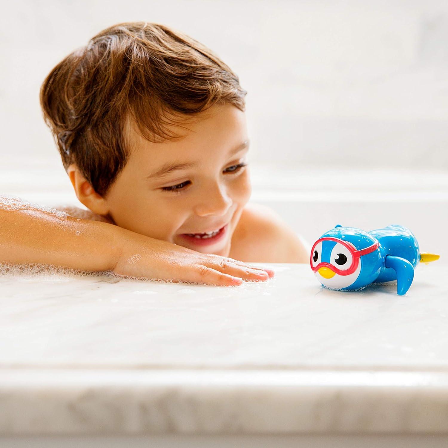 imageMunchkin Wind Up Swimming Penguin Baby and Toddler Bath Toy BlueBath Essentials Set  Blue