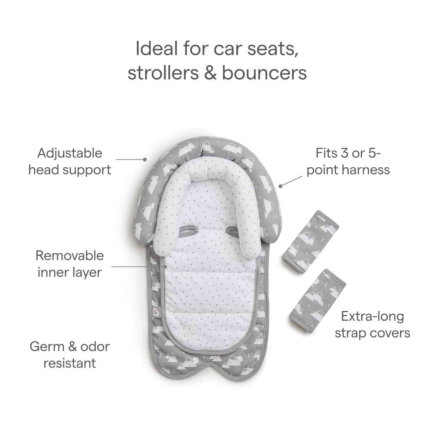 imageMunchkin XtraGuard Head Support ampamp Strap Cover for Baby Car Seats with SilverIon Technology DotsGrey