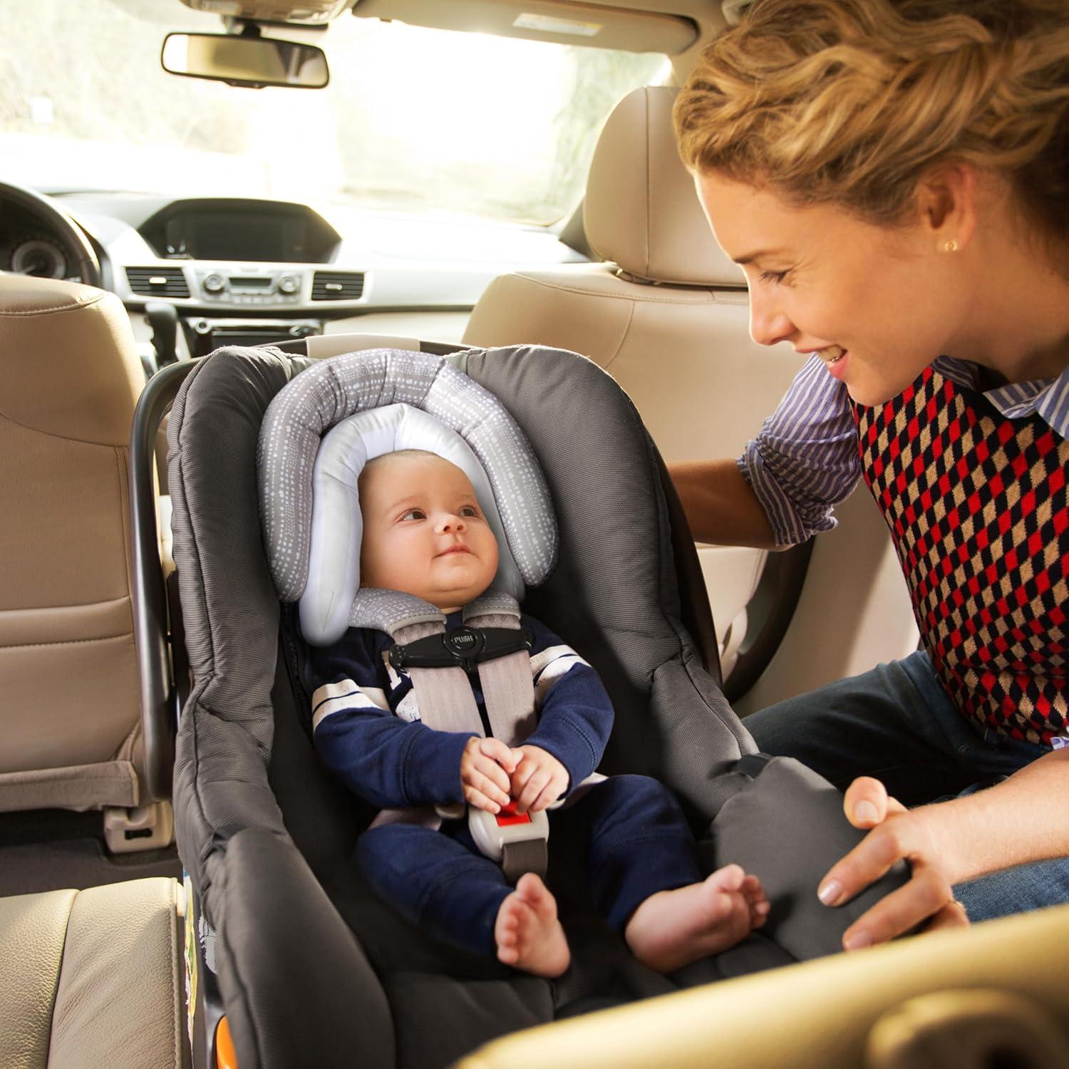 imageMunchkin XtraGuard Head Support ampamp Strap Cover for Baby Car Seats with SilverIon Technology DotsLight Grey