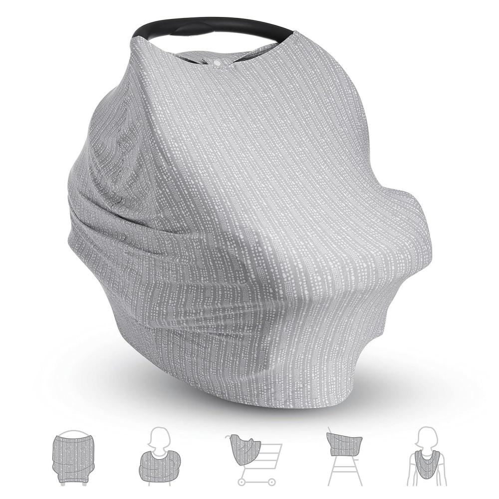 imageMunchkin 5in1 Baby Car Seat Cover  Versatile Nursing Cover Up for Breastfeeding High Chair and Carrier Protection with XtraGuard SilverIon Technology Grey