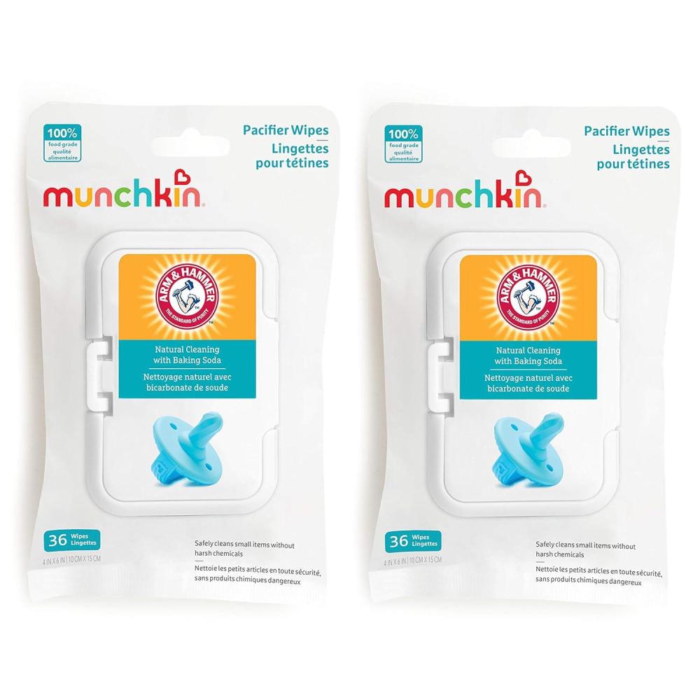 imageMunchkin Arm ampamp Hammer Pacifier Wipes  Safely Cleans Breast Pump Parts and Feeding Essentials for Baby and Toddler 1 Pack 36 Wipes36 Count Pack of 2