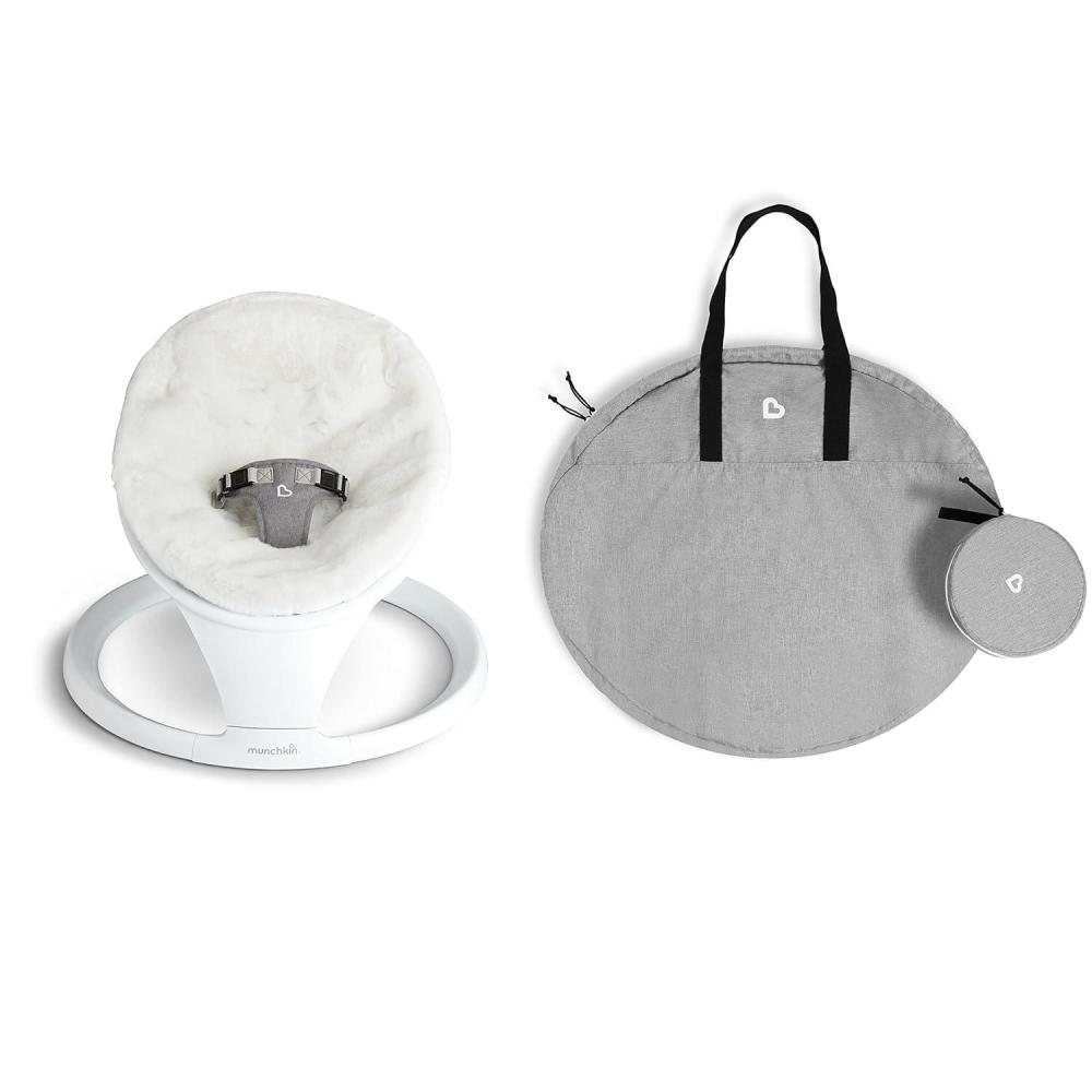 imageMunchkin Baby Swing Includes Bluetooth Enabled Baby Swing Premium UltraSoft Faux Fur Cover and Travel Carrying Case