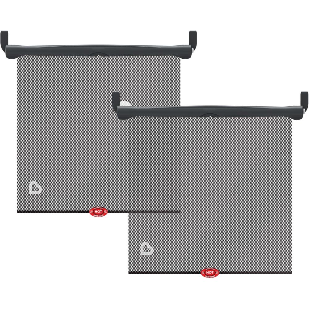 imageMunchkin Brica Sun Safety Car Window Shade with Heat Alert Helps Block UVAUVB Rays 2 Pack BlackCar Window Roller Shade