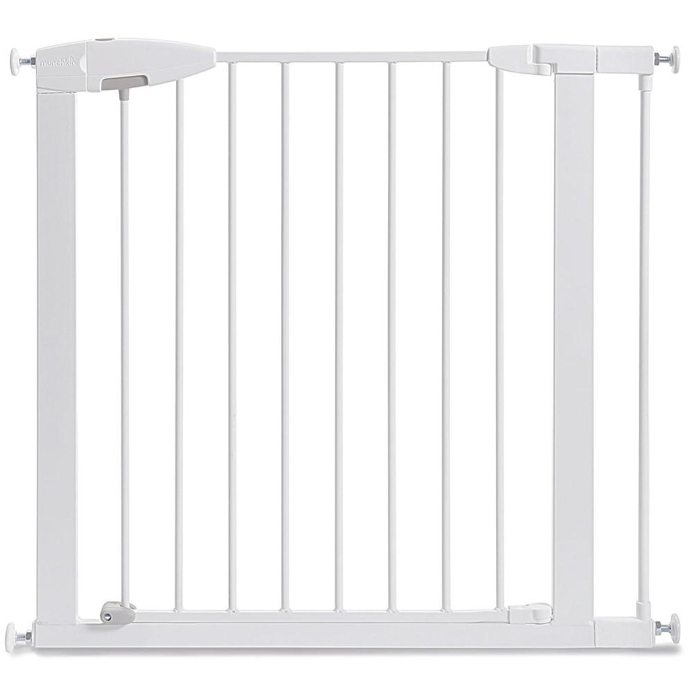 imageMunchkin Easy Close Pressure Mounted Baby Gate for Stairs Hallways and Doors Walk Through with Door Metal White 35x295 Inch Pack of 1White