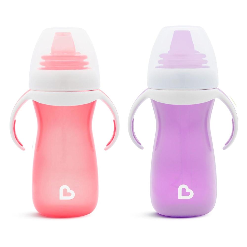 imageMunchkin Gentle Transition Sippy Cup with Trainer Handles 10 Ounce BluePinkPurple