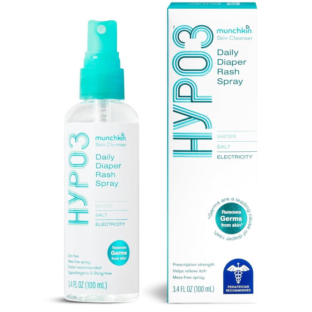 imageMunchkin HYP03 Diaper Rash Hypochlorous Acid Spray for Face and Body FSA Eligible Removes RashCausing Germs Helps Promote Healing Gentle for Sensitive ampamp EczemaProne Skin 34oz