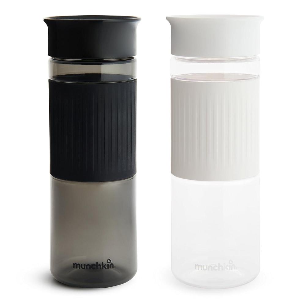 imageMunchkin Miracle 360 Cup Parent Pack 24 Ounce Spill Proof Sippy Cups Black and White 2 Pack  Great for Toddlers Big Kids or Adults