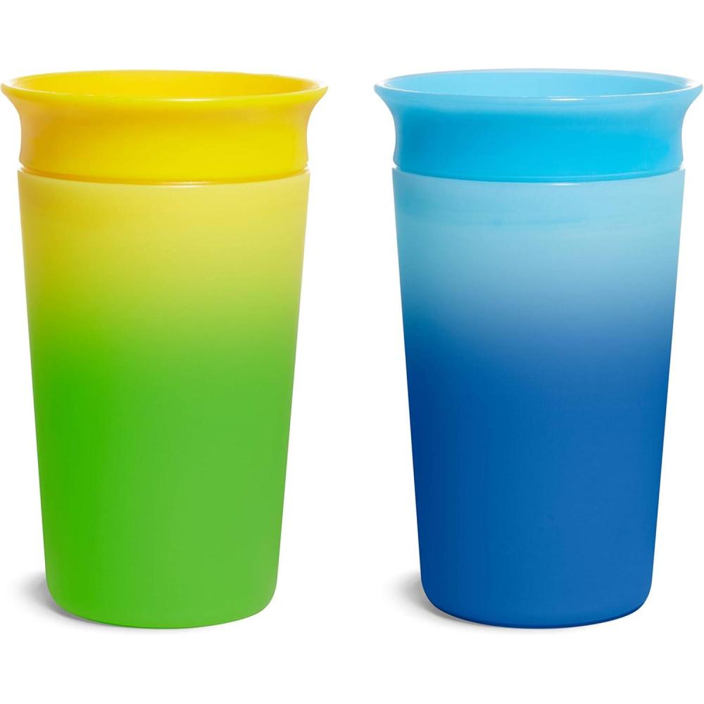 imageMunchkin Miracle 360 Sippy Cup for Toddlers Color Changes with Cold Drinks 9 Ounce 2 Pack PinkYellowBlueYellow