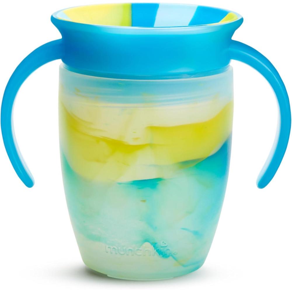 imageMunchkin Miracle 360 Trainer Sippy Cup with Handles Spill Proof 7 Ounce Tropical Swirl BlueMultiBlue