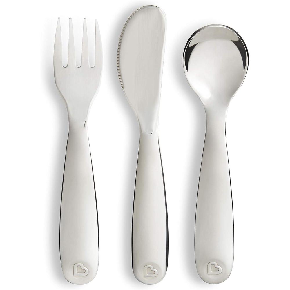 imageMunchkin Polish Toddler Utensils Includes Fork Knife and Spoon Stainless Steel 3 Piece3 Piece SetPack of 1