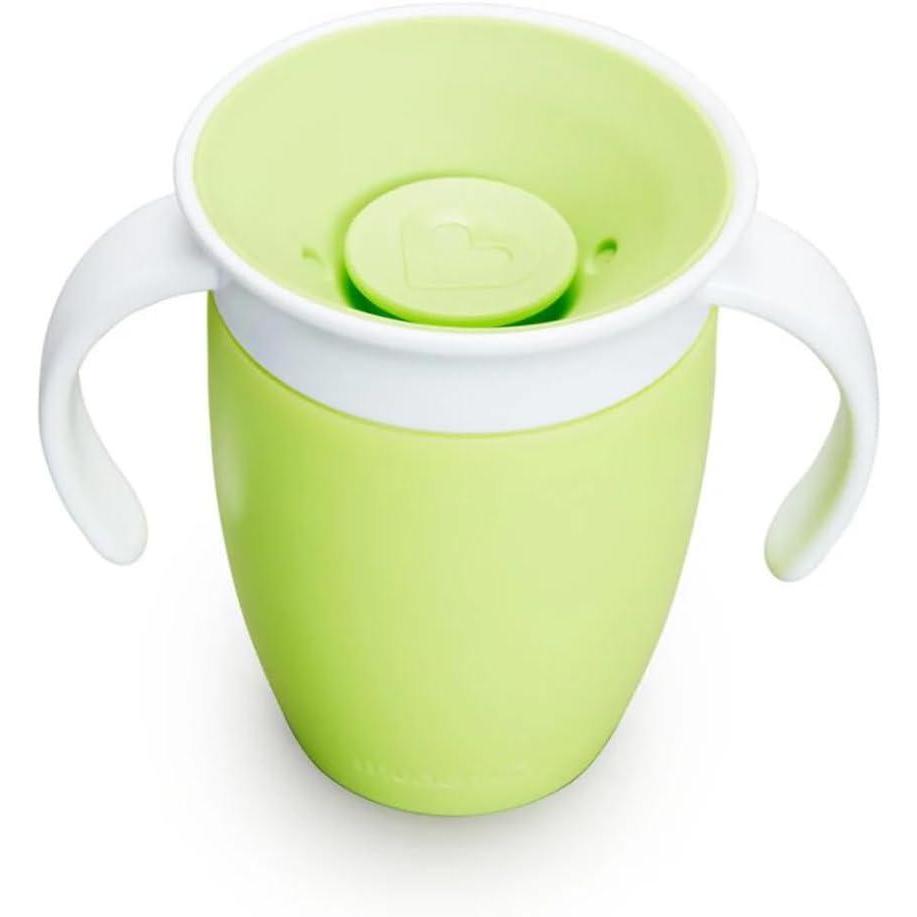 imageMunchkin Sippy Cup for 6 Month Old and Up Spill Proof Miracle 360 Toddler Cups with Transition Handles 7 Ounce 2 Pack BlueGreenLime