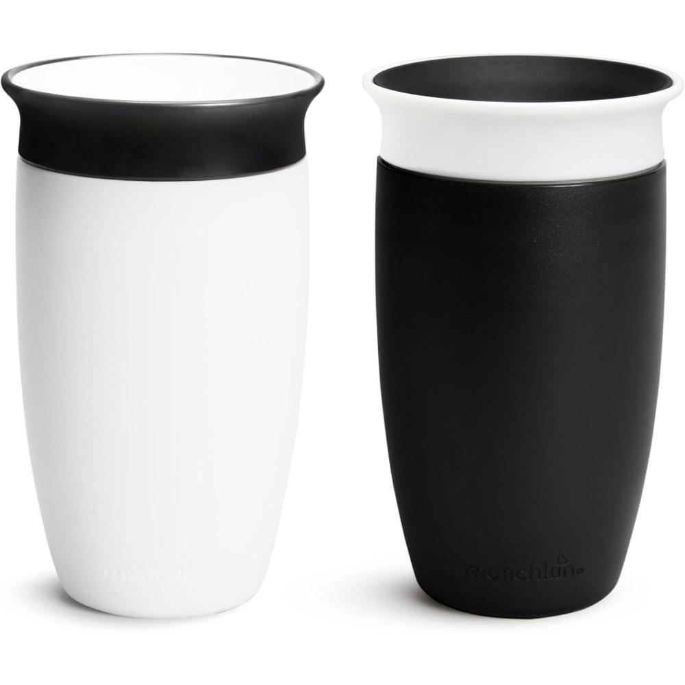 imageMunchkin Sippy Cups for Toddlers 13 Spill Proof Miracle 360 Cup 10 Ounce 2 Pack BlackWhiteSippy Cup