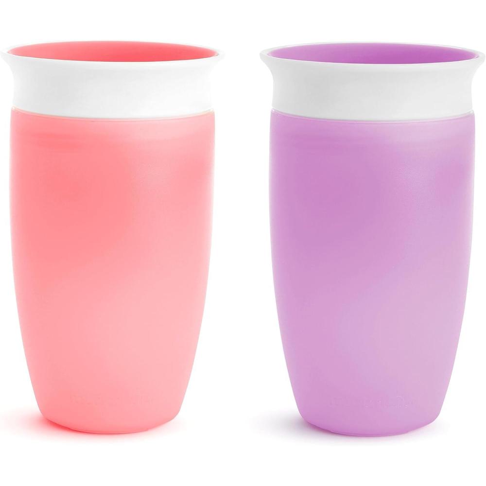 imageMunchkin Sippy Cups for Toddlers 13 Spill Proof Miracle 360 Cup 10 Ounce 2 Pack PinkPurplePinkPurple