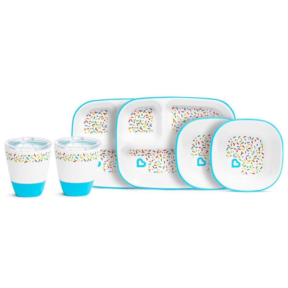 imageMunchkin Splash Toddler Feeding Supplies Set Includes Divided Plate Bowl and Open Cup Blue SprinklesBlue