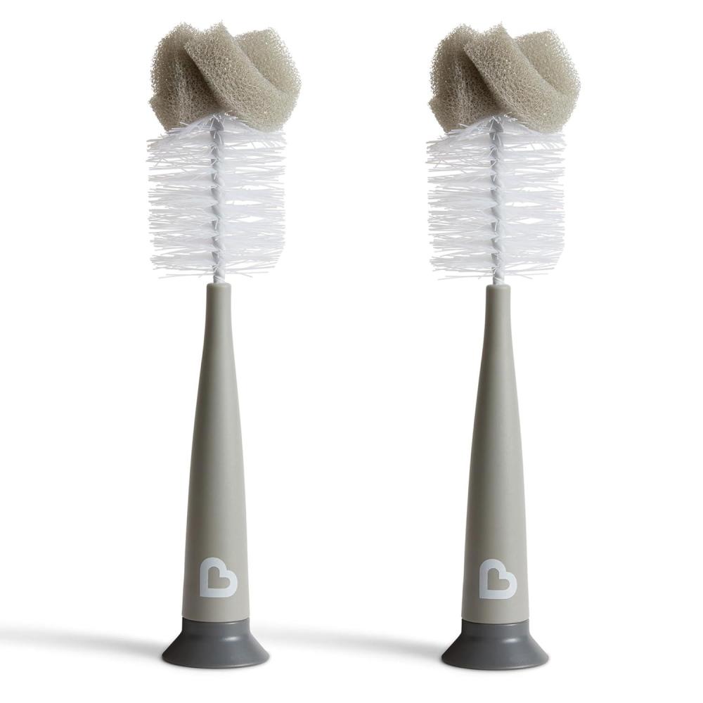 imageMunchkin Sponge Bottle Brush Grey 2 Count Pack of 1Modern Bottle Brush  Grey