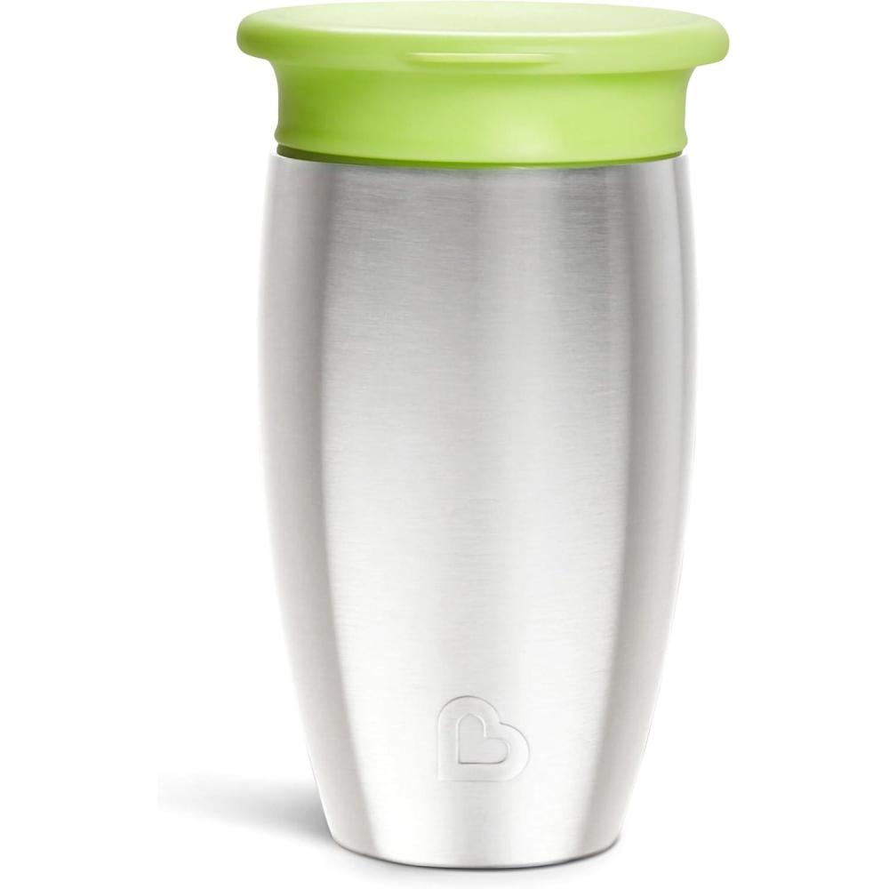 imageMunchkin Stainless Steel Sippy Cups for Toddlers 13 Spill Proof Miracle 360 Cup Insulated 10 Ounce BlueGreen