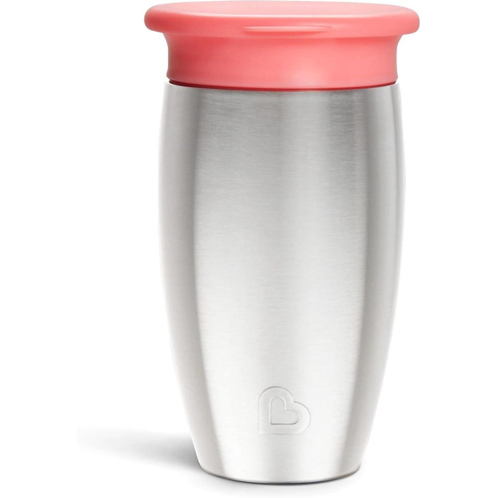 imageMunchkin Stainless Steel Sippy Cups for Toddlers 13 Spill Proof Miracle 360 Cup Insulated 10 Ounce BluePink