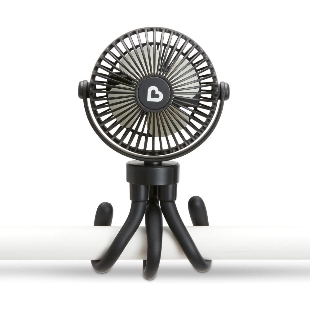 imageMunchkin Stroller Fan  Portable Fan for Travel Baby Gear Accessory with 4 Speeds Flexible Clipon Leg Attachment Rechargeable Battery Black with Multicolored LED LightsBlack