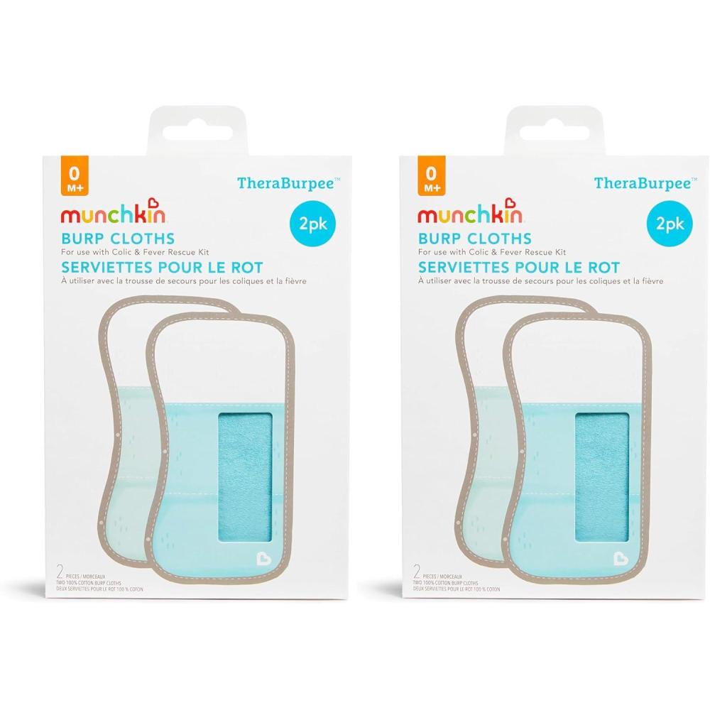 imageMunchkin TheraBurpee Colic ampamp Fever Rescue Kit with Hot ampamp Cold Therapy Burp Cloths4 Piece Set