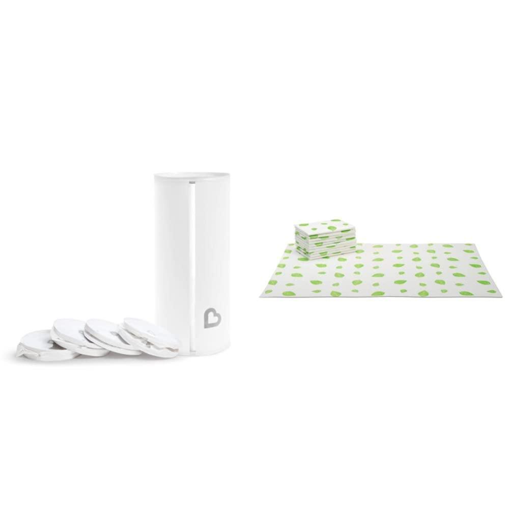imageMunchkin Toss Portable Disposable Diaper Pail 5 Pack and Arm ampamp Hammer Disposable Changing Pads 10 Pack