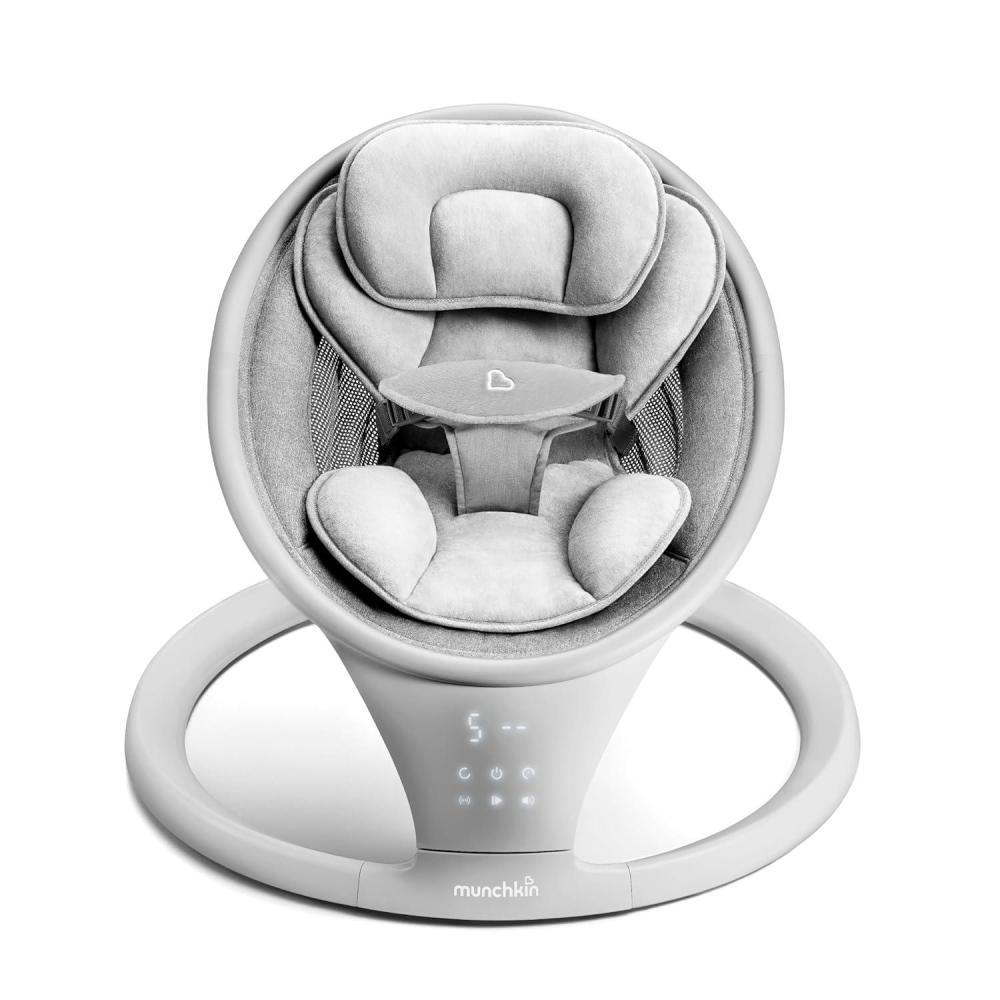 imageMunchkin Vibration Baby Swing Light Grey  BluetoothEnabled Smart Seat with Music Motion and SoundsSwing with Vibration