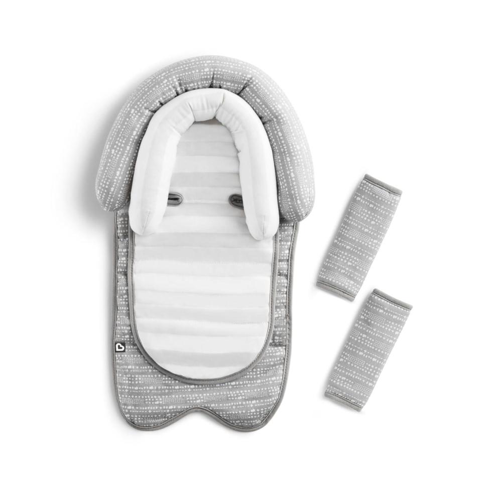 imageMunchkin XtraGuard Head Support ampamp Strap Cover for Baby Car Seats with SilverIon Technology DotsLight Grey