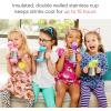 imageMunchkin Cool Cat Sippy Cup for Toddlers Stainless Steel Straw Cup 8 Ounce PurpleGreen
