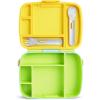 imageMunchkin Lunch Bento Box for Kids and Toddlers Includes Stainless Steel Utensils BPAFree 18 Months and Up BlueGreenYellowGreen