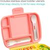 imageMunchkin Lunch Bento Box for Kids and Toddlers Includes Stainless Steel Utensils BPAFree 18 Months and Up BlueGreenYellowYellow