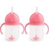 imageMunchkin Any Angle Sippy Cups for Toddlers Spill Proof Weighted Straw Cup with Transition Handles for Babies 6 Months and Up 7 Ounce 2 Pack BluePink