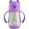 imageMunchkin Cool Cat Sippy Cup for Toddlers Stainless Steel Straw Cup 8 Ounce PurplePurple