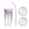 imageMunchkin Sippy Cup for Toddlers Miracle 360 Stainless Steel with Straw Cup and Open Sipper Lid Grow with Me Kit 10 Ounce GreenPurple  Sipper and Straw Lid