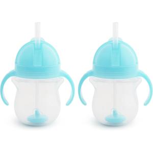 imageMunchkin Any Angle Sippy Cups for Toddlers Spill Proof Weighted Straw Cup with Transition Handles for Babies 6 Months and Up 7 Ounce 2 Pack BlueBlue