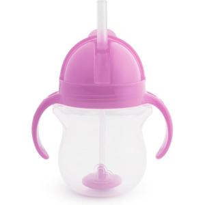 imageMunchkin Any Angle Sippy Cups for Toddlers Spill Proof Weighted Straw Cup with Transition Handles for Babies 6 Months and Up 7 Ounce 2 Pack BluePurple