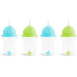 imageMunchkin Any Angle Weighted Toddler Straw Cups with Click Lock Lid 10 Ounce 2 Pack PinkPurpleBlueGreen