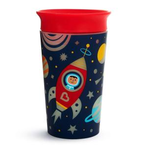 imageMunchkin Glow in The Dark Toddler Sippy Cup with Miracle 360 Spoutless Spill Proof Drinking Edge 9 Ounce Camping YellowAstronaut