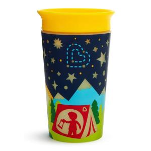 imageMunchkin Glow in The Dark Toddler Sippy Cup with Miracle 360 Spoutless Spill Proof Drinking Edge 9 Ounce Camping YellowCamping