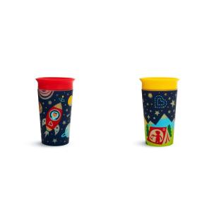 imageMunchkin Glow in The Dark Toddler Sippy Cup with Miracle 360 Spoutless Spill Proof Drinking Edge 9 Ounce Camping YellowMulticolor
