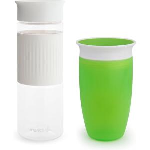 imageMunchkin Miracle 360 Spill Proof Sippy Cups 24 and 10 Ounce 2 Pack Blue  Toddler and Adult SetGreenWhite