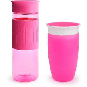 imageMunchkin Miracle 360 Spill Proof Sippy Cups 24 and 10 Ounce 2 Pack Blue  Toddler and Adult SetPink