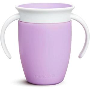 imageMunchkin Sippy Cup for 6 Month Old and Up Spill Proof Miracle 360 Toddler Cups with Transition Handles 7 Ounce 2 Pack BlueGreenLilac